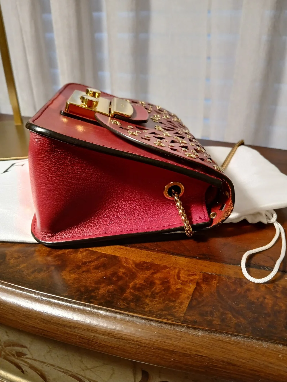 Furla Metropolis Mini Avio Bolera Red Laser Cut Leather - Picture 11 of 11